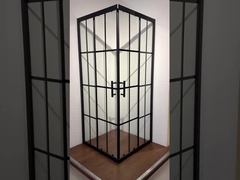 5/6mm Tamanho de vidro quadrado Tubos de chuveiro com listas pretas Quadro para banheiro moderno