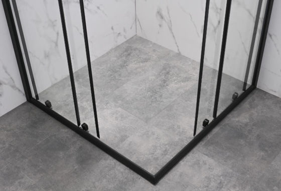Quadro de alumínio tomado partido do compartimento do chuveiro do quadro 2 do preto do banheiro do canto