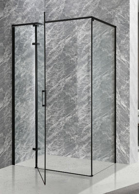 Elegante gabinete de chuveiro com alumínio preto e vidro transparente